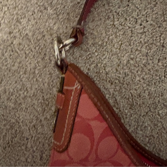 Vintage Coach Y2K Signature C Hot Pink Demi Canvas Leather Shoulder Bag Hobo - Picture 7 of 11